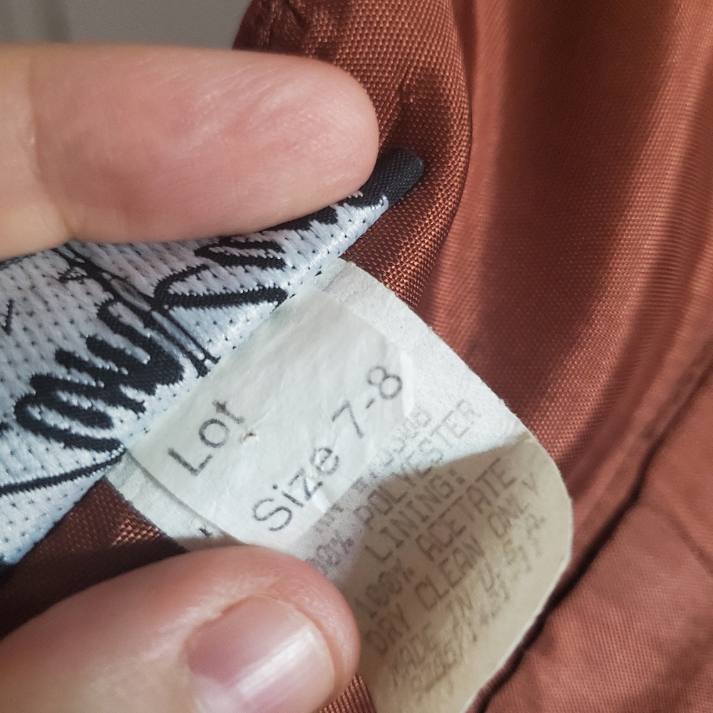 Vintage Y2K Halter Babydoll Dress Satin Brown w/ Bow Size 7/8 Retro Prom Formal - Picture 11 of 16